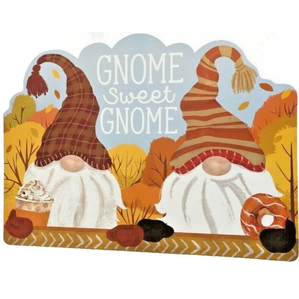 Thanksgiving Gnome Sweet Gnome Fall Cut Out Placemats Vinyl Foam Back Set of 4